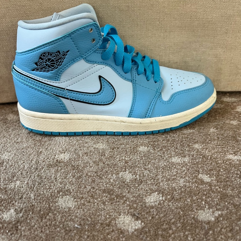 Blue and White High-Top Sneakers